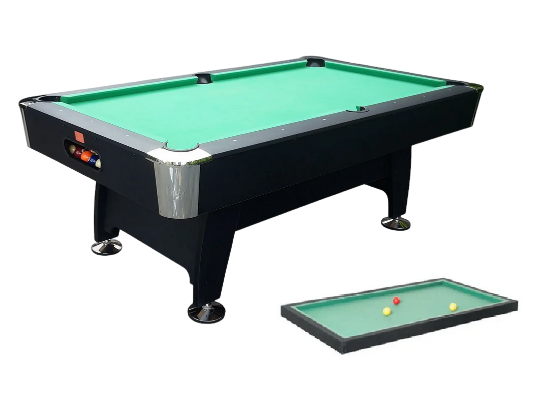 BILLARD 7Ft anglais/français, design, tapis vert, bois noir