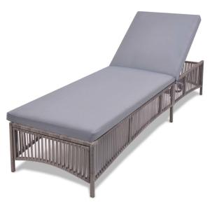 CHAISE LONGUE en résine tressée, gris