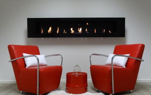 Cheminée bio-éthanol murale blanche PLUTON 180 cm – 9 brûleurs
