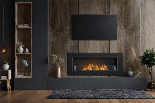 CHEMINEE ETHANOL inox, 130 cm, NOIR, modèle MICHIGAN