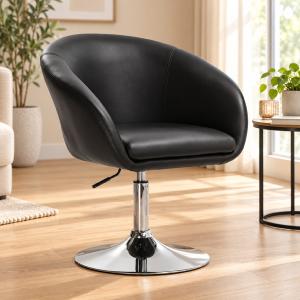 Fauteuil Design club pivotant, coloris cuir noir