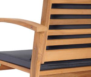 Salon de jardin en teck massif 6 places avec 2 canapés, fauteuils et table basse – coussins anthracite