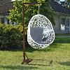 HAMAC de jardin suspendu, métal, Blanc, coussins gris