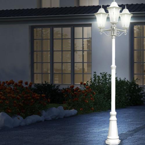 Lampadaire aluminium extérieur 220 cm,  3 têtes, 3 coloris