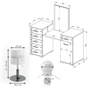 MEUBLE coiffeuse blanc, complet avec éclairage Led et siège