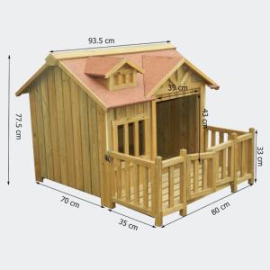 NICHE à chien DESIGN, avec terrasse, en bois massif