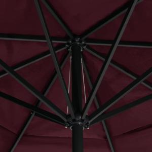 PARASOL aluminium, 6 mètres, toile rouge bordeaux