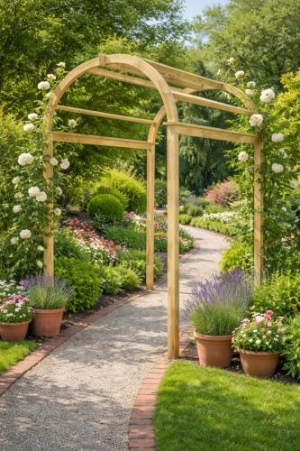 Pergola arche tunnel en bois massif traité