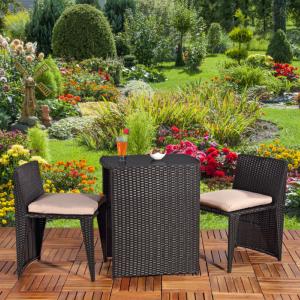 SALON DE JARDIN, 2 personnes, en résine tressée noir
