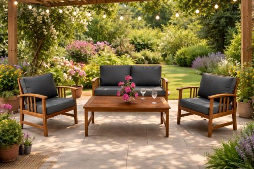 SALON de JARDIN grand confort, en acacia massif, modèle ULTIMA