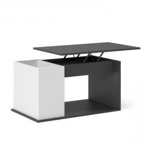 TABLE basse Noir/blanc, 90 cm, plateau relevable, THEBES