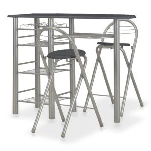 TABLE haute DE BAR avec 2 CHAISES, gris/noir