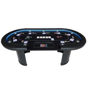 TABLE de POKER grand luxe, 215 cm, jusqu'à 9 places