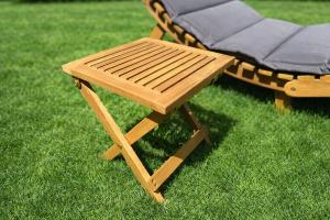 Transat, pliable en acacia avec coussin 2 coloris, avec table