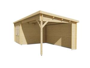 ABRI de jardin, bois massif 28 mm avec extension, surface 21 m²