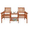BANC de jardin double avec table en ACACIA