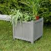 Banc de jardin avec bacs à fleurs, en bois massif, gris