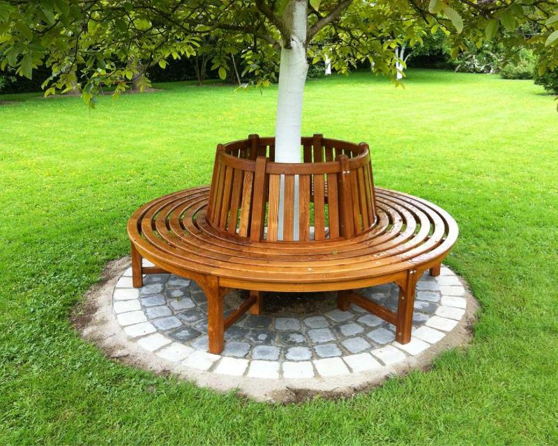 Banc de jardin, circulaire en teck massif, diamètre 1,60 m