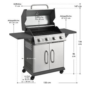 BARBECUE GAZ 4 brûleurs, en INOX 