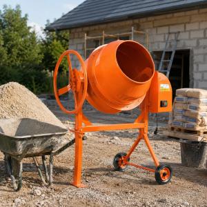 Bétonnière Électrique 200 Litres XXL 800W sur Roues – Cuve Acier Robuste