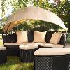 Canapé de jardin rond modulable en résine tressée, 10 coloris