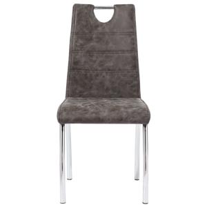 CHAISES salle à manger, similicuir marron, lot de 4