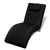 CHAISE longue cuir en noir, avec appui-tête 