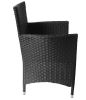fauteuils de jardin en résine tressée, noir