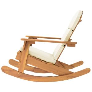 Fauteuil à bascule, type rocking Chair avec coussin, acacia massif