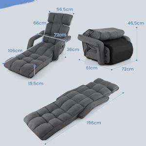 CHAISE LONGUE, multi positions, pliable, anthracite