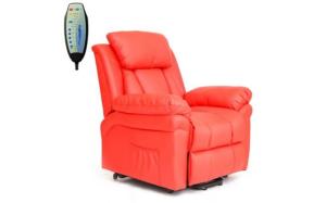 FAUTEUIL inclinable, massant et chauffant, électrique en cuir rouge, REDCOOL3