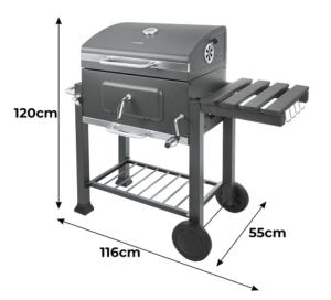 Barbecue fumoir charbon ou bois, XL avec accessoires complets