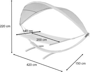 HAMAC JARDIN 420 cm, bois blanc + toit amovible
