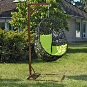 HAMAC de jardin noir métal, coussins 8 coloris