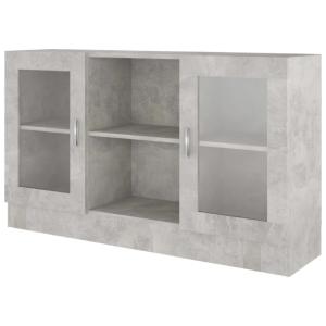 Meuble bas, vitrine, coloris gris béton, 120 cm