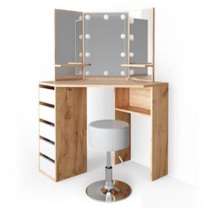 MEUBLE coiffeuse d'angle, beige, éclairage Led et siège