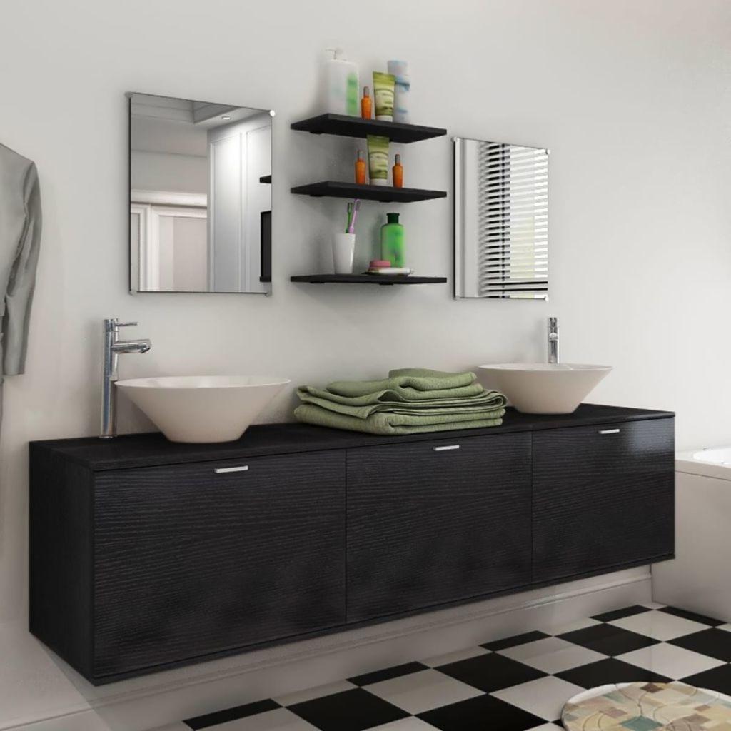 Pack meuble de salle de bain 130x50 cm Chêne gris-blanc + vasque