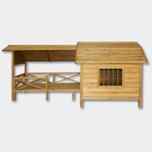 NICHE XXL pour chien, avec terrasse, en bois