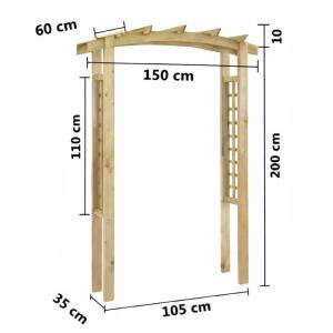 Arche de jardin bois massif 150 cm avec treillis – Pin traité autoclave