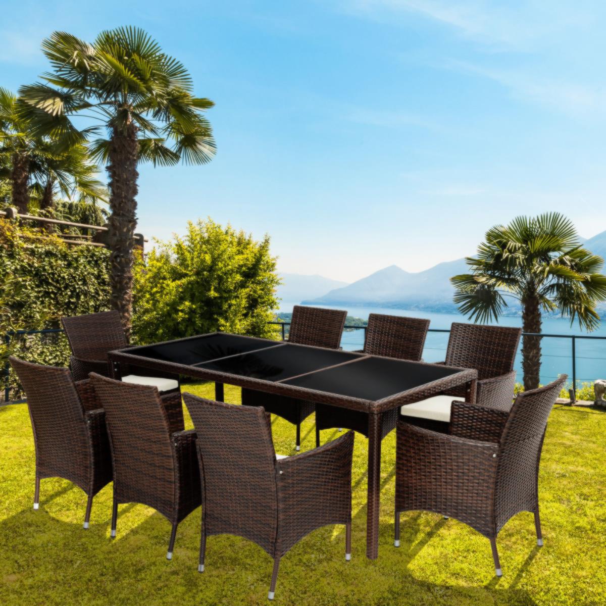 SALON DE JARDIN 8 places, en POLY-ROTIN, 4 coloris