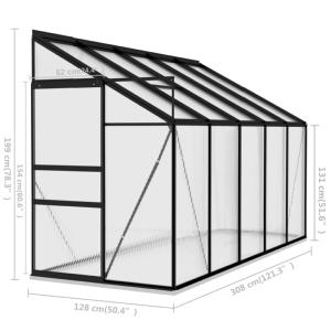 Serre de jardin 4 m²  adossable en polycarbonate et aluminium