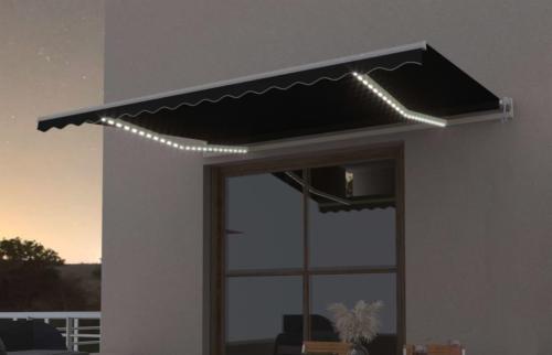 STORE BANNE 4.5 x 3 m, manuel, éclairage LED, toile anthracite