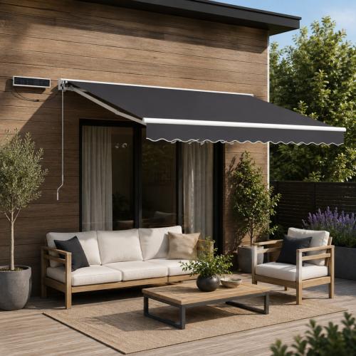 Store banne semi-coffre motorisation solaire - 450 x 300 cm