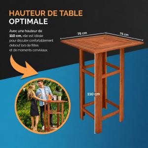Table haute mange-debout bistrot en bois d’acacia massif – 110 cm