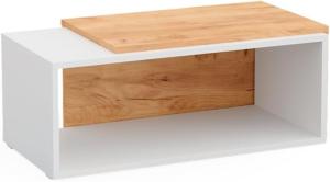 TABLE basse blanche/beige, 80 cm, extensible et pivotante