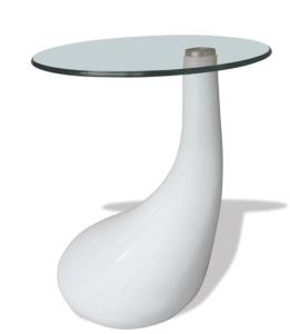 TABLE basse en verre trempé fibre de verre, blanc brillant