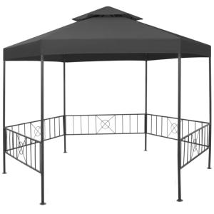 Tonnelle de jardin hexagonale, acier, 325 cm, anthracite