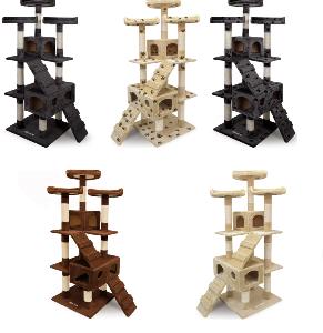 ARBRE A CHAT grand modèle, beige avec motifs