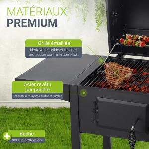Barbecue à Charbon Compact Dakota avec Couvercle, Thermomètre et Housse