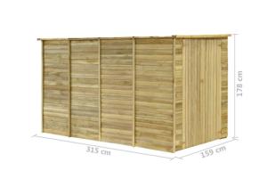ABRI, RANGEMENT de jardin adossable, 315 cm, en bois